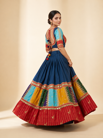 Multicolour Festive Lehenga Set with Embroidered Blouse & Dupatta