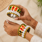 Multicolor Embroidered Cowrie Shell Kada – Traditional Ethnic Statement Bracelet