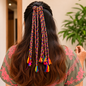 Multicolor Braided Hair Extension with Tassels – Vibrant Traditional Hair Accessory
