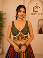 Handcrafted Elephant Print Blouse | Cowrie Shell Embellished Ethnic Blouse
