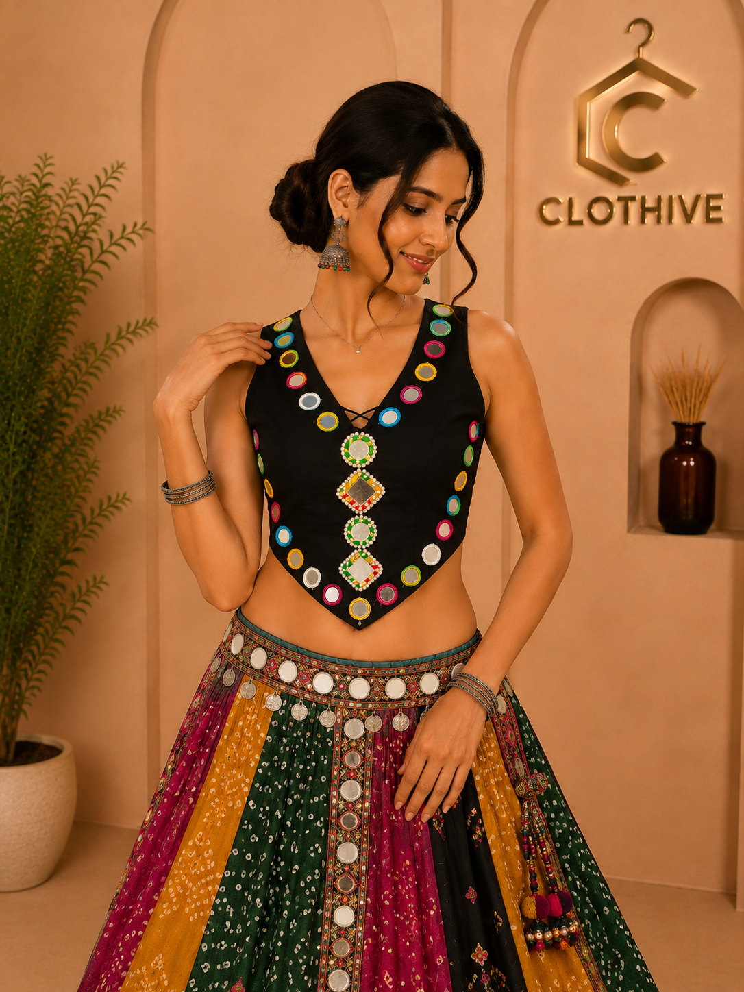 Black Mirror Work Embroidered Designer Blouse