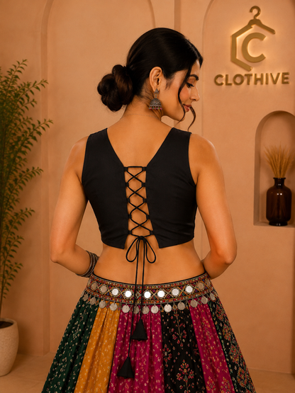 Black Mirror Work Embroidered Designer Blouse