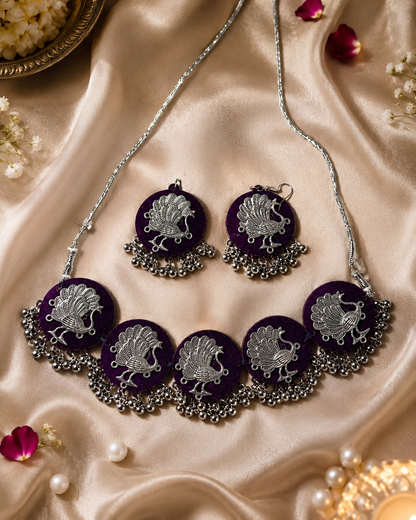 Royal Peacock Purple Necklace Set | Clothive
