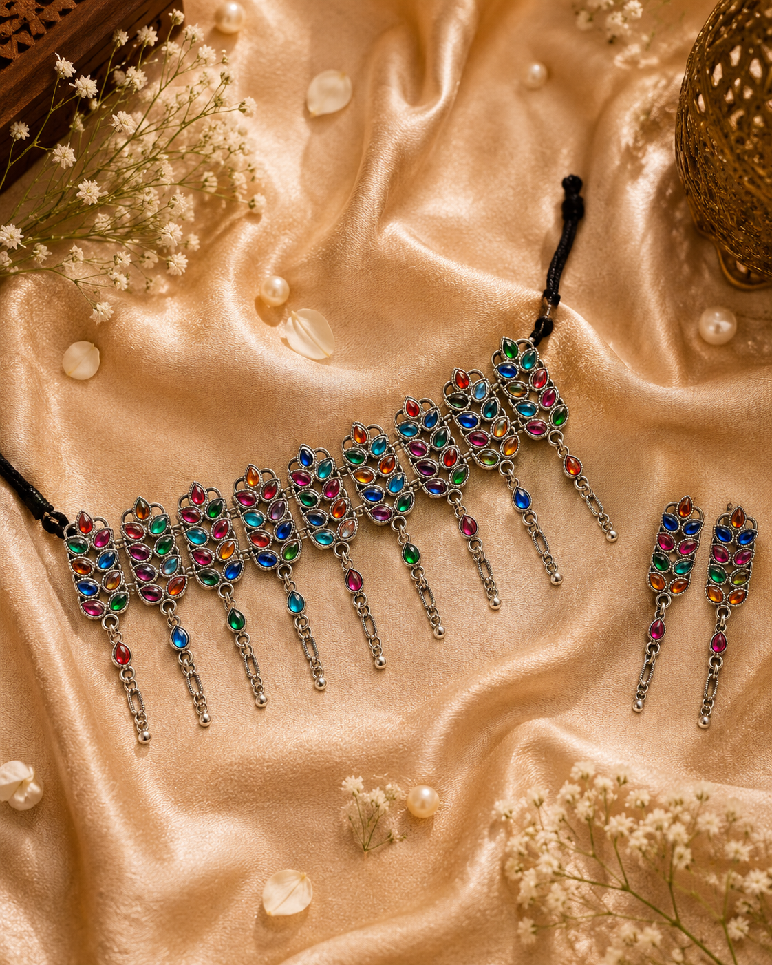 Multicolour Oxidised Necklace Set | Clothive